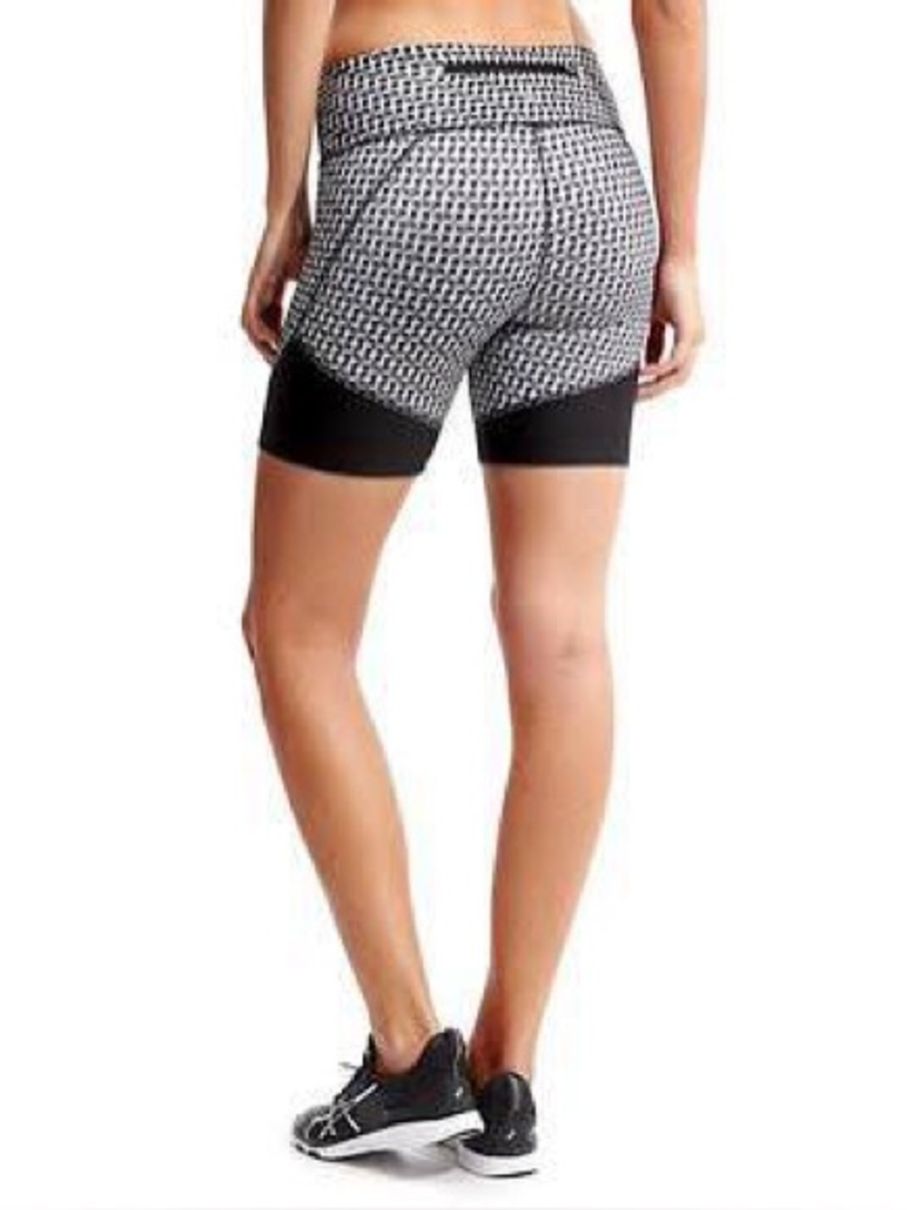 Athleta vivid velocity biker shorts black and white houndstooth size XS